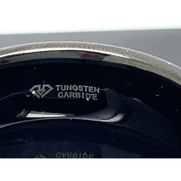 Men's Wedding Band Tungsten Black Gemstones 8mm Wide Ring Size 8.5 - Picture 9 of 15